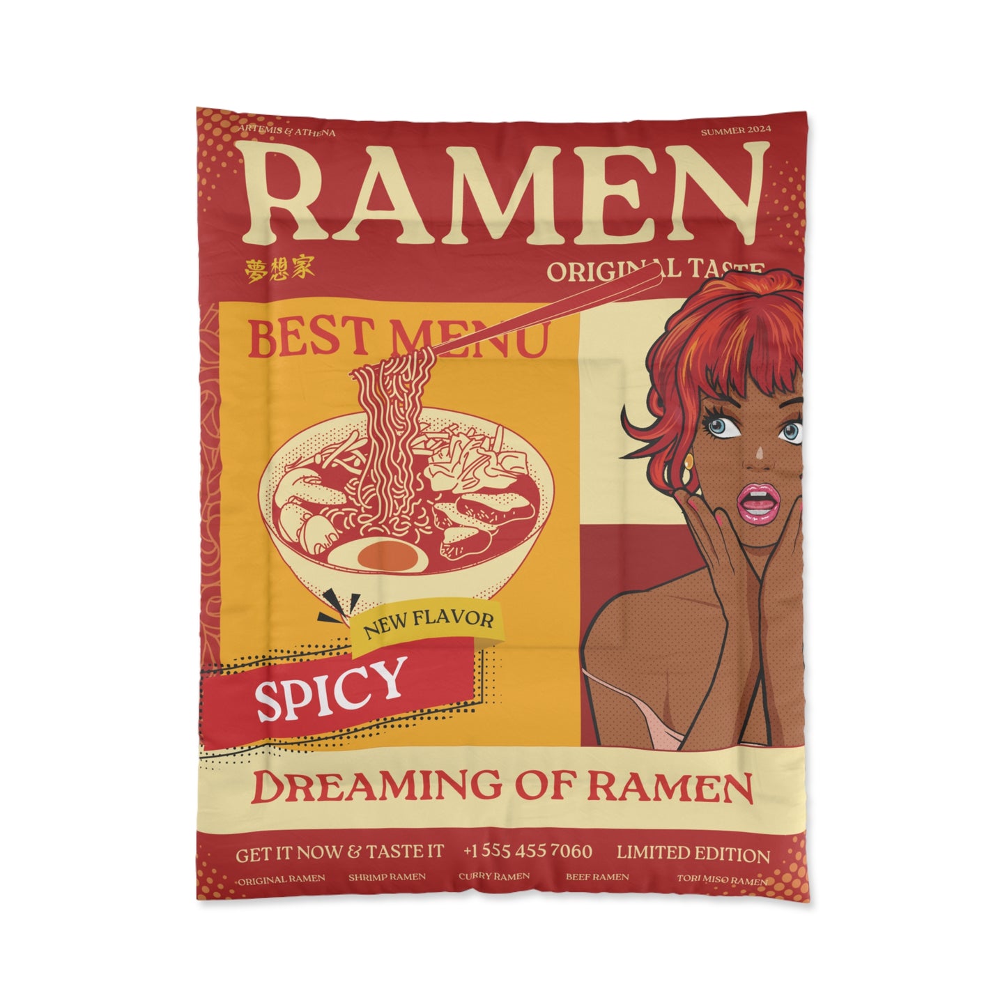 Artemis & Athena Comforter in "Spicy Ramen"