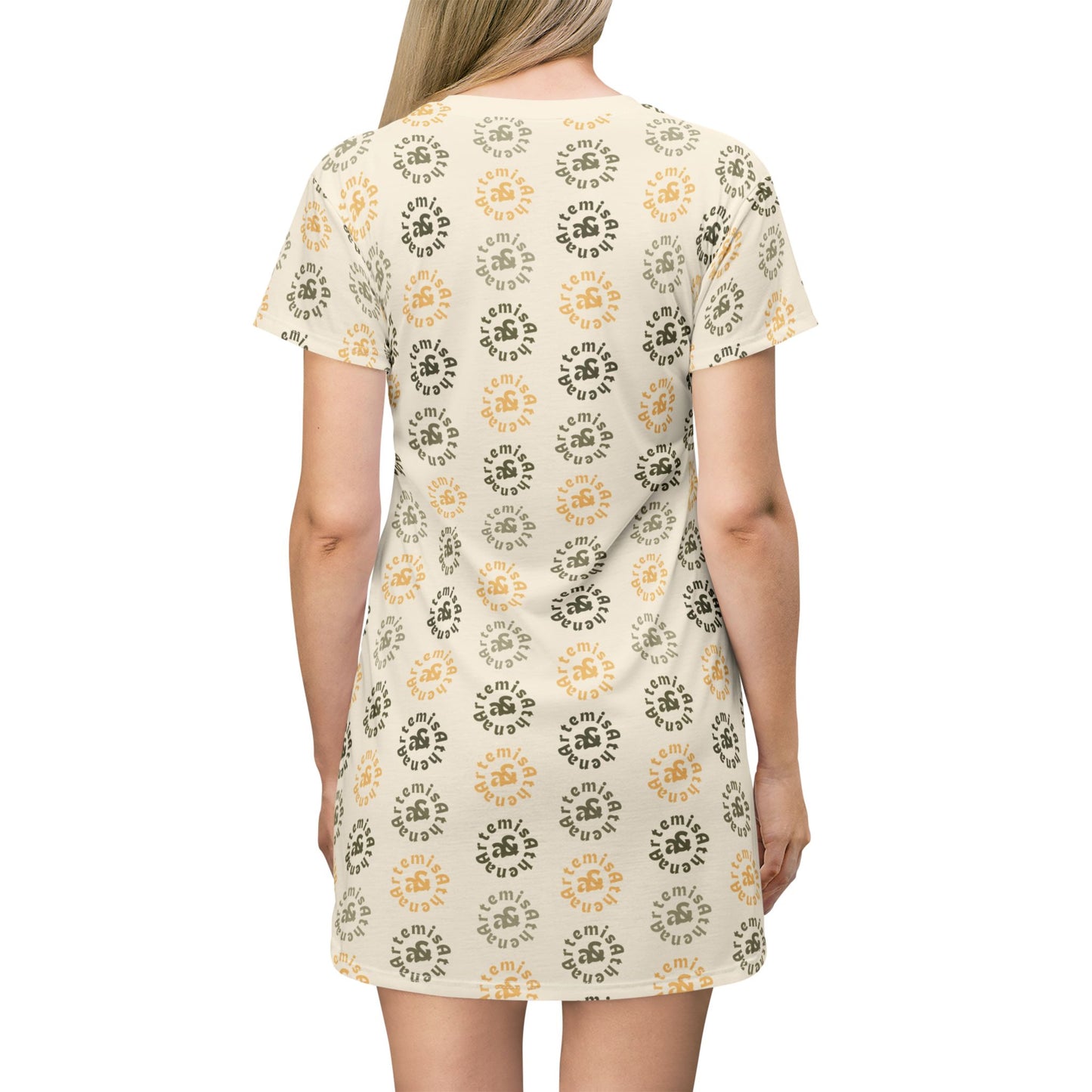 Artemis & Athena Travel T-Shirt Dress in "Khaki Dreamer"