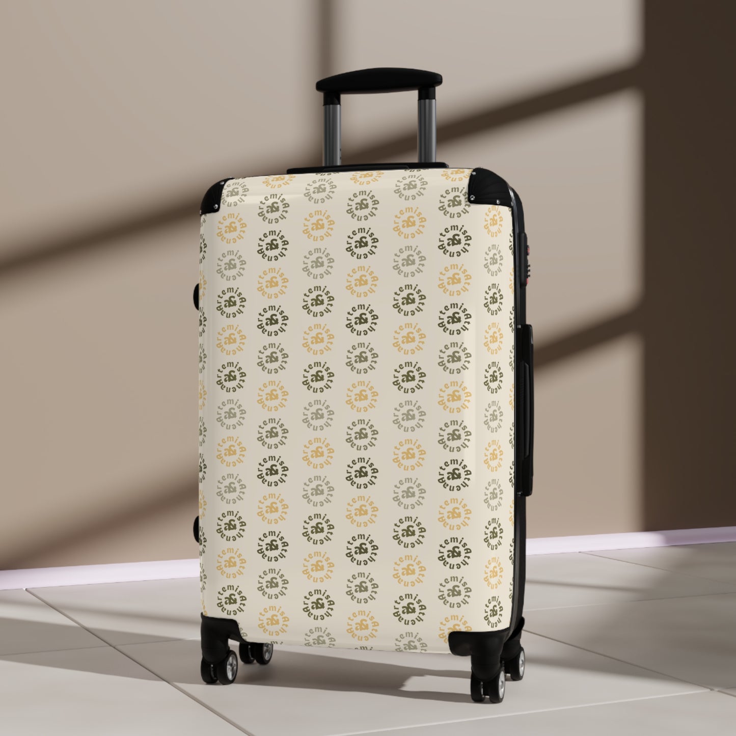 Artemis & Athena Circular Logo Suitcase in "Khaki Dreamer"