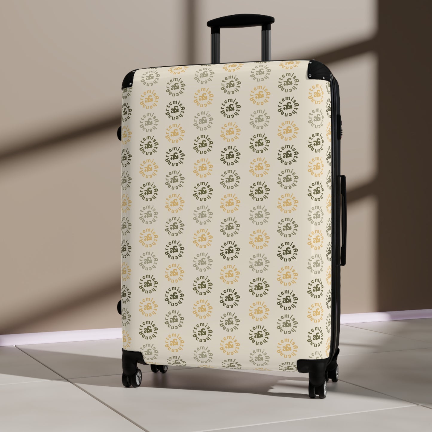 Artemis & Athena Circular Logo Suitcase in "Khaki Dreamer"