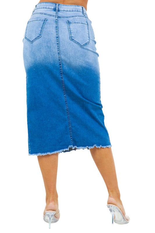 "Tidal Blue" Denim Long Skirt