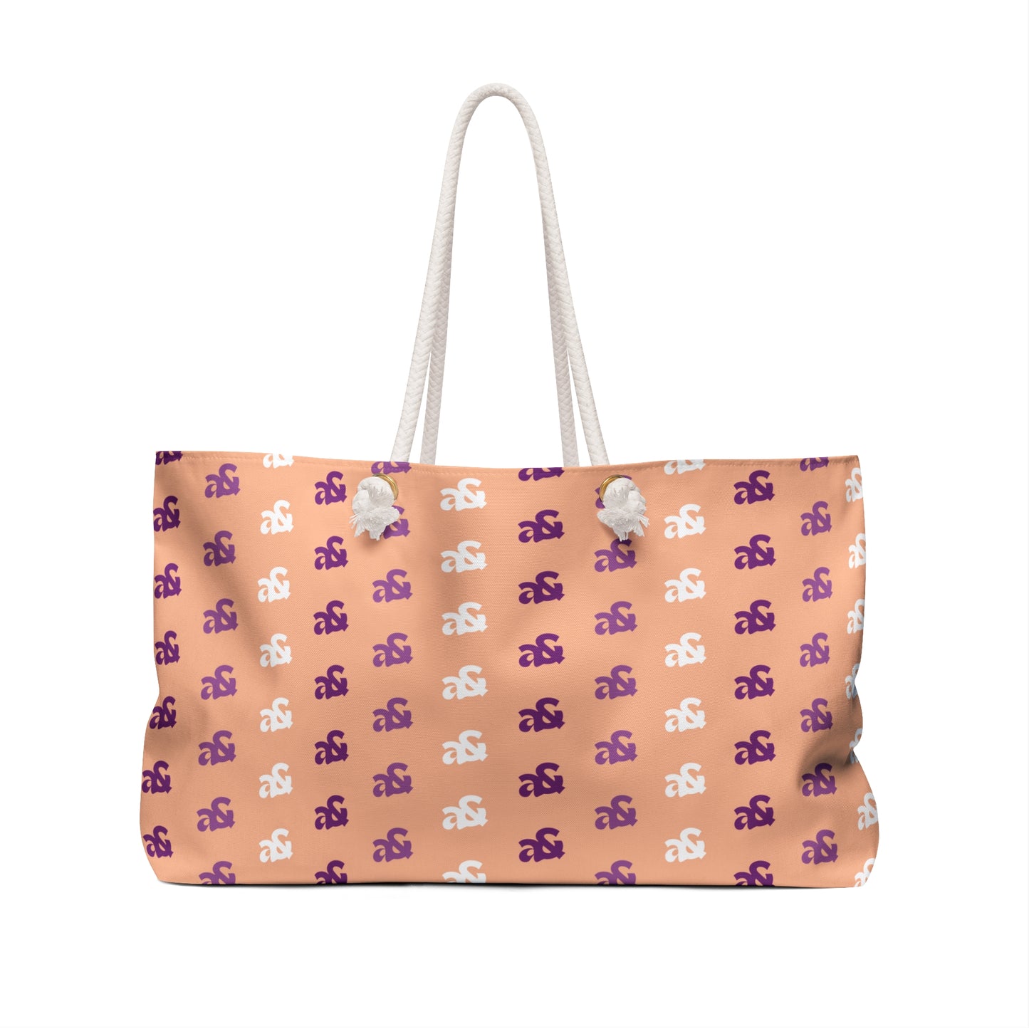 Artemis & Athena Minimalist Logo Weekender Bag in Peach Fuzz