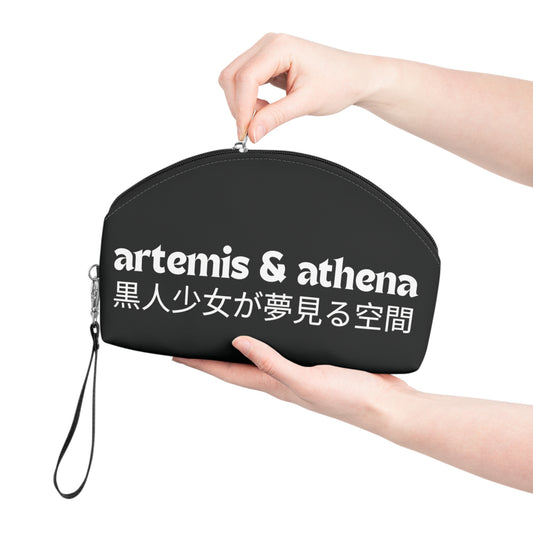 Artemis & Athena Kanji Characters Makeup Bag in Black