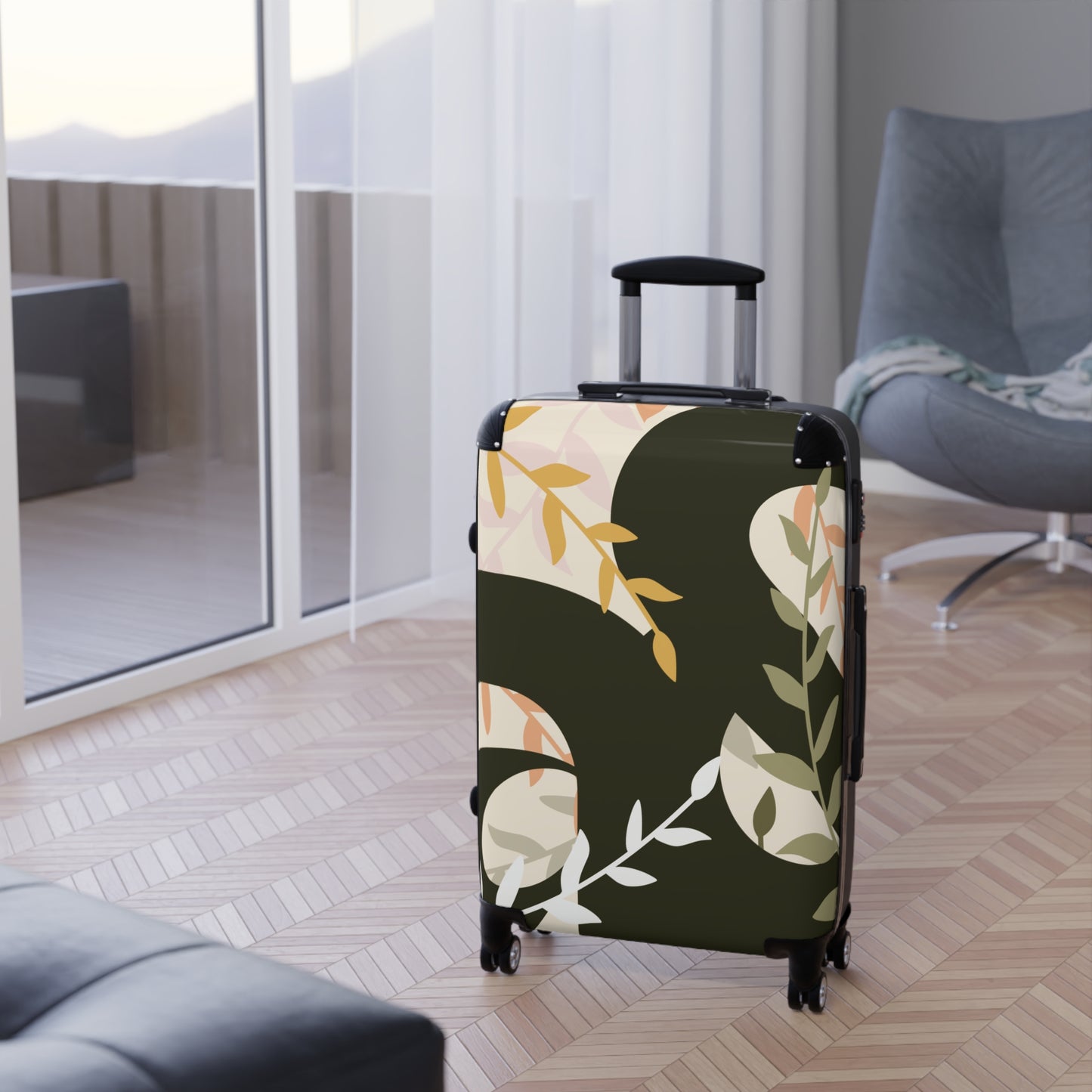 Artemis & Athena Circular Logo Suitcase in "Ivy"