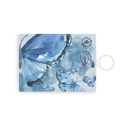 Blue Butterflies Saffiano Leather Card Holder