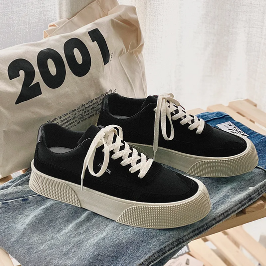 Men's Fashion Color-Block Canvas Platform Sneakers in "2001"