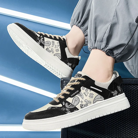 Men's Leisure Lace-Up Sneakers in "Fresh Paisley"
